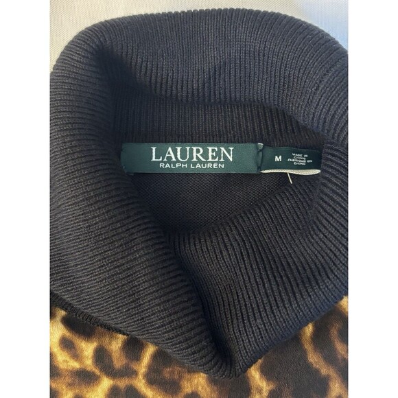 LAUREN RALPH LAUREN Cheetah Print Turtleneck Sleeveless Sheath Dress Medium Knee - Picture 4 of 12